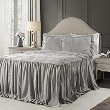 Lush Decor Ravello Pintuck Ruffle Skirt Bedspread Vintage Chic Farmhouse Style