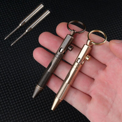 Mini Pocket Keychain Detachable Brass Bolt Action Ball Pen