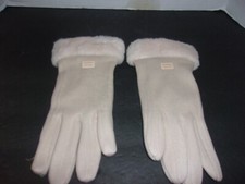 Womans Fashion Lined BEIGE Gloves Faux Fur Trim Cuff Size 7 NEW