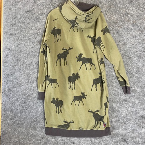 Lazy One Womens S M Green Mountain Moose Sleep Hoodie Sweatshirt - Picture 8 of 10