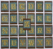 ILLUSTRATED INITIALS ALPHABET LETTERS Choose a Letter 1930 Turmac WOVEN SILKS