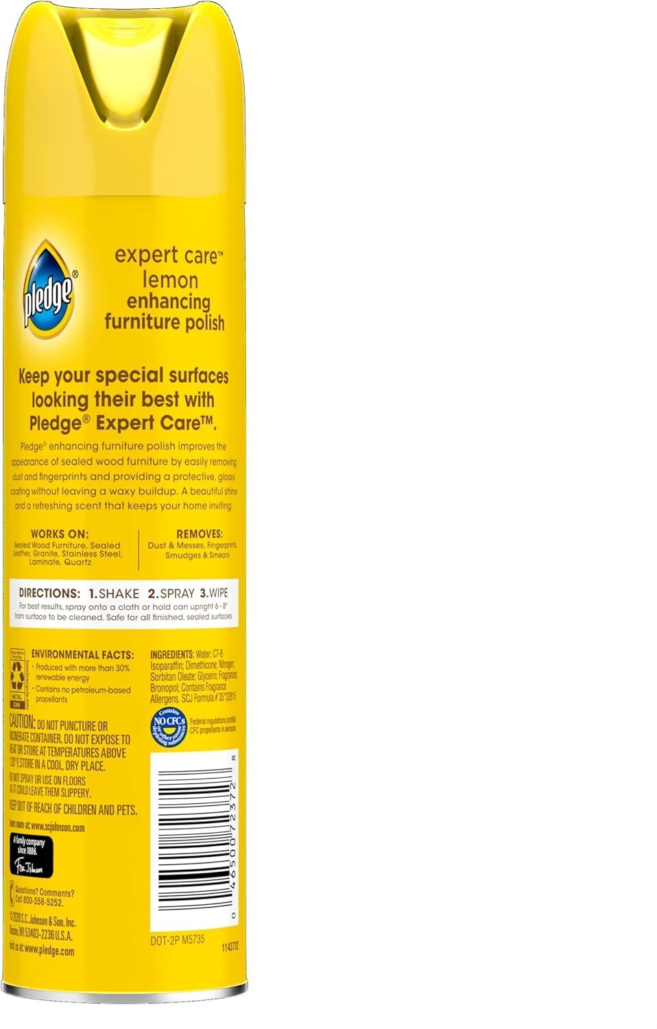 Pledge Furniture Polish Spray Lemon Scent 9.7oz Wood Cleaner