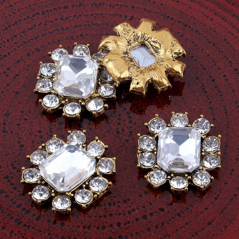 20pcs Metal Rhinestone Buttons Bling Alloy Crystal Flatback Buttons - Image 4 of 4