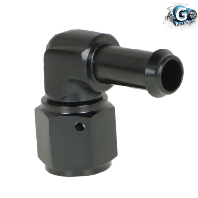 6 AN Female Swivel to 3/8'' Barb Fitting Adapter Aluminum Black 90 Degree