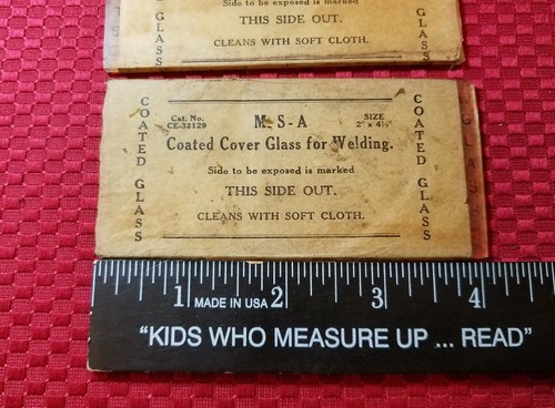 2 Vtg Coated Cover Glass Arc Helmets Hand Shields Welding NOS ~ 2" x 4 1/8" - J1 - Picture 4 of 9