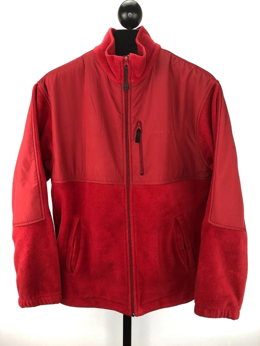 Chaps Red Fleece Lightweight Zip Front Jacket Mens Size Large