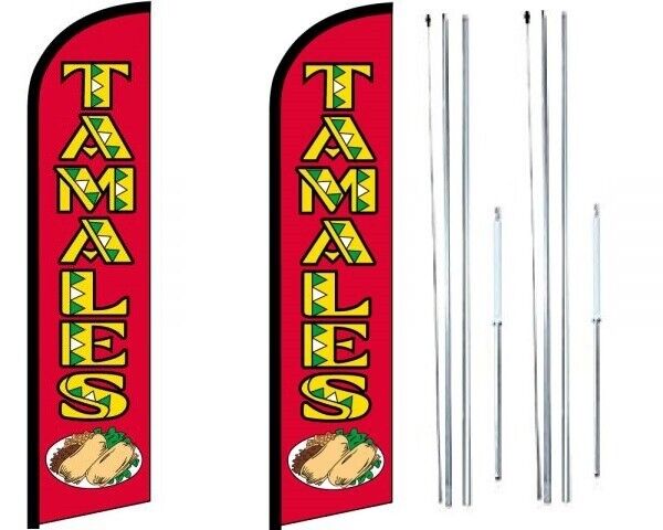 Tamales Windless Flag with Hybrid Pole set - Pack of 2 Klasyczna popularność, nowa praca