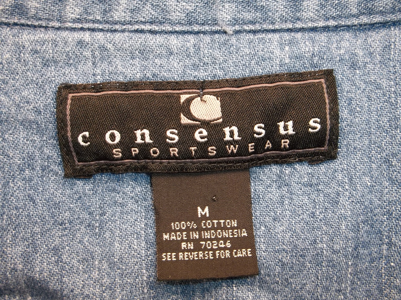 Men's Consensus Medium Solid Blue Denim Shirt LS … - image 9