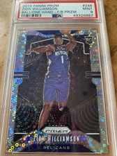 Zion Williamson Rookie Prizm PSA 9 Fast Break Ball In One Hand Variation 2019