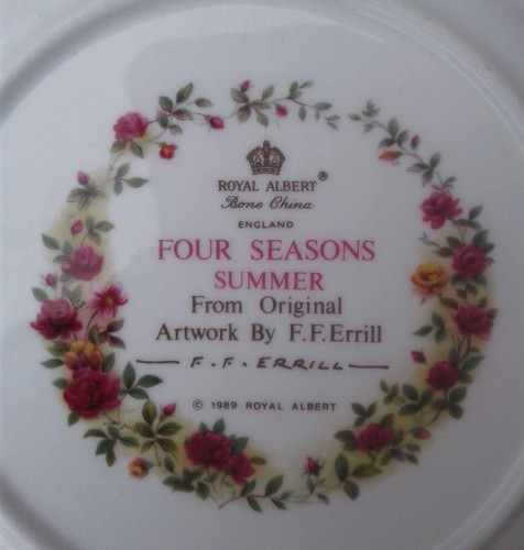 ROYAL ALBERT “FOUR SEASONS” COMPLETE SET OF 4 COLLECTOR PLATES by F. F. ERRILL. - Picture 13 of 24