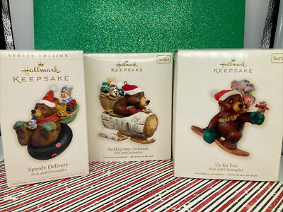 3- Hallmark Keepsake UP FOR FUN Nick, Speedy delivery, sliding into Christmas￼