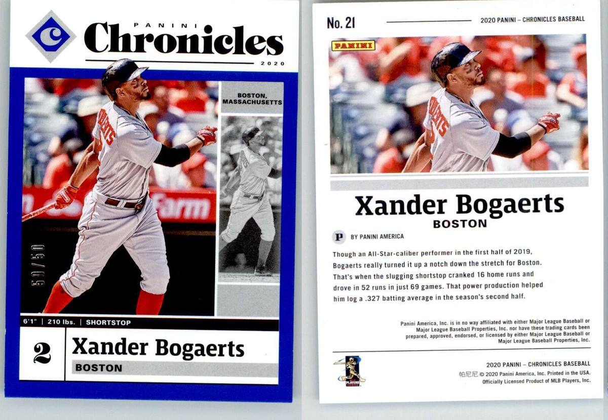 Xander Bogaerts 2020 Chronicles Blue #21 50/50 Bookend Red Sox
