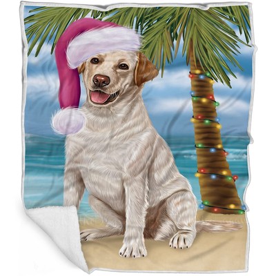 Labrador Dog Blanket - Christmas Summertime Beach - Super Soft & Warm Pet The...