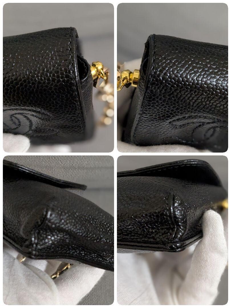 Chanel Cigarette Case Caviar Skin Decacoco Mini Pouch Shoulder Black