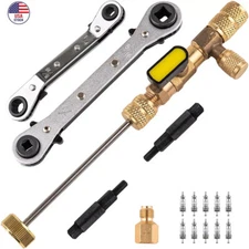 HVAC Wrench Tool AC Schrader Valve Core Remover Set 1/4 and 5/16 Port Installer