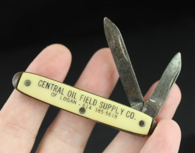 RARE! Vintage Colonial USA pocket knife ''Central Oil Field Supply Co'' advertise