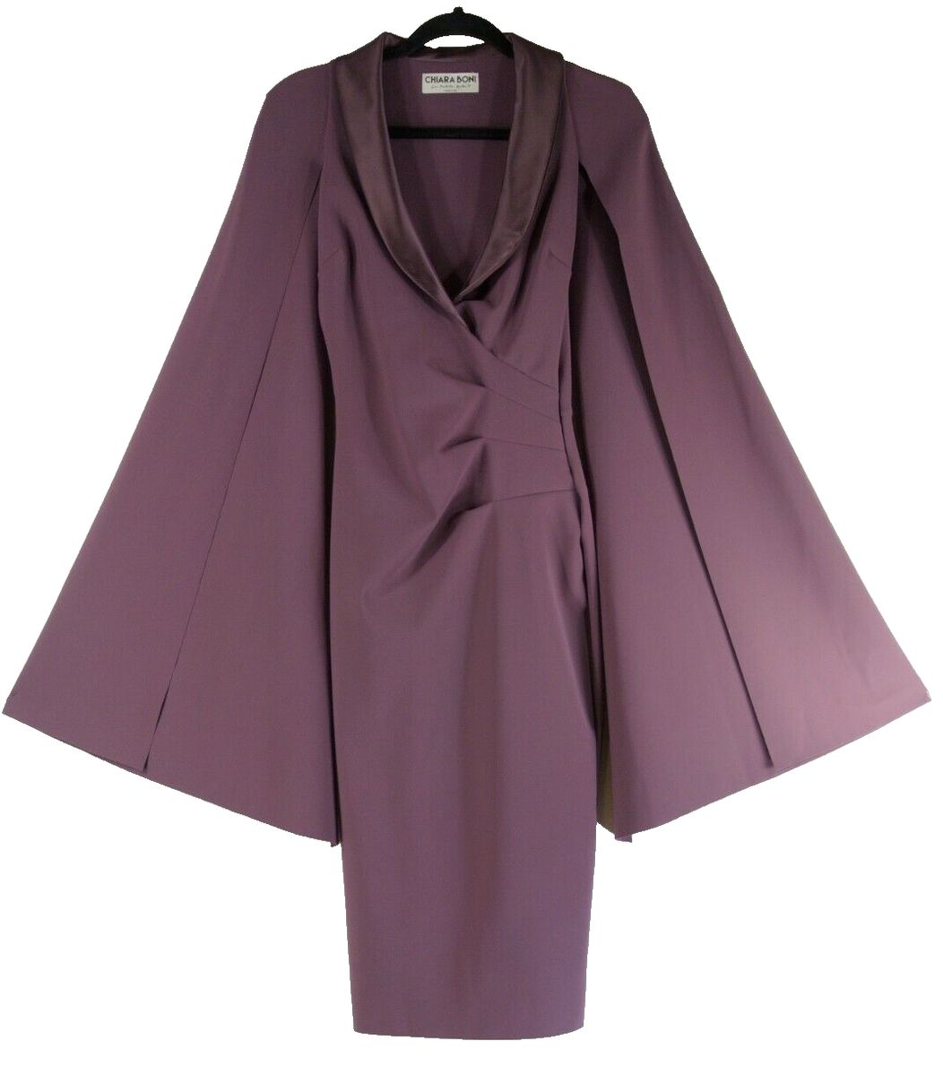 NEW CHIARA BONI La Petite Robe Shiarif Pleated Dress In Plum Sz 46