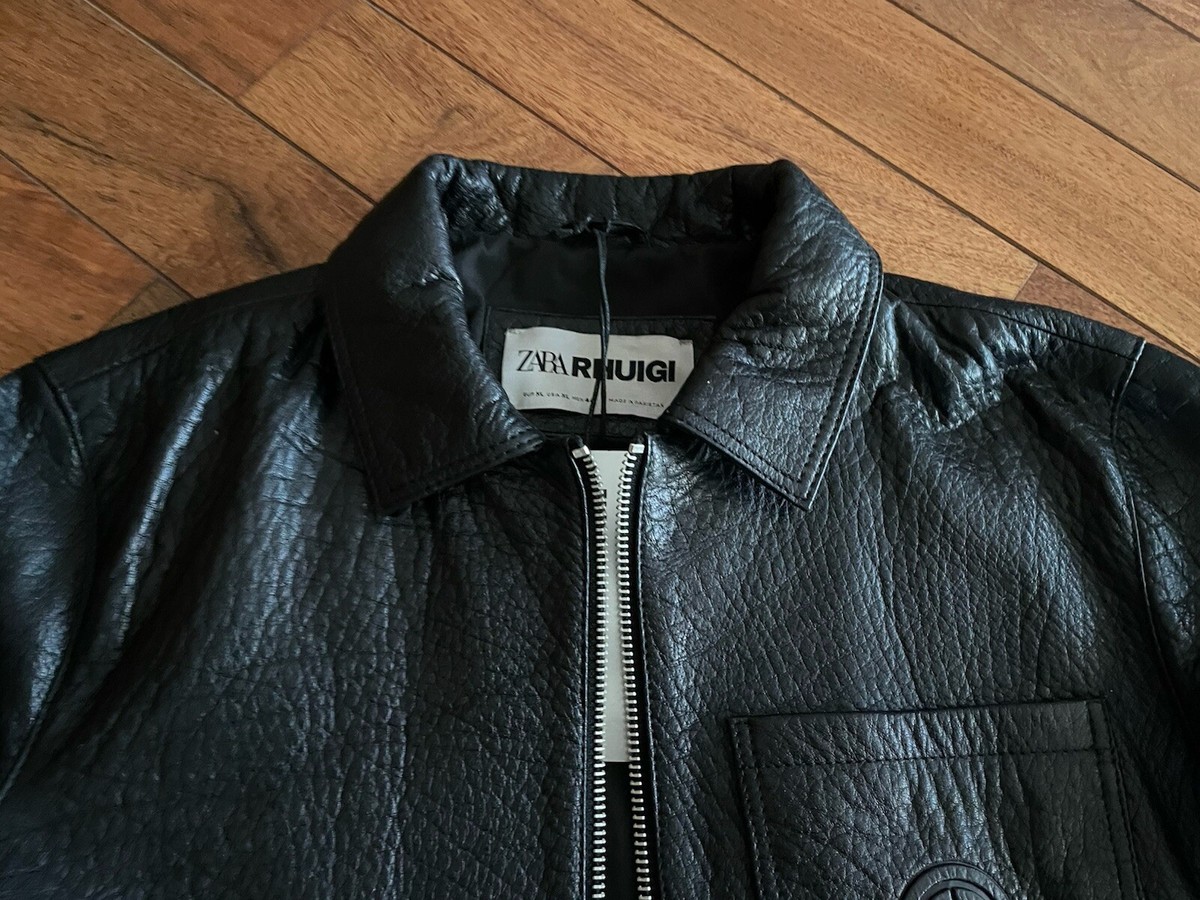 ZARA rhuigi RHUDE cropped leather jacket black, XL/44( Runs ZARA rhuigi RHUDE cropped leather jacket black, XL/44( Runs