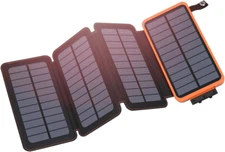 Solar Charger 25000mAh, Outdoor USB C Portable Power Bank with 4 Solar Panels