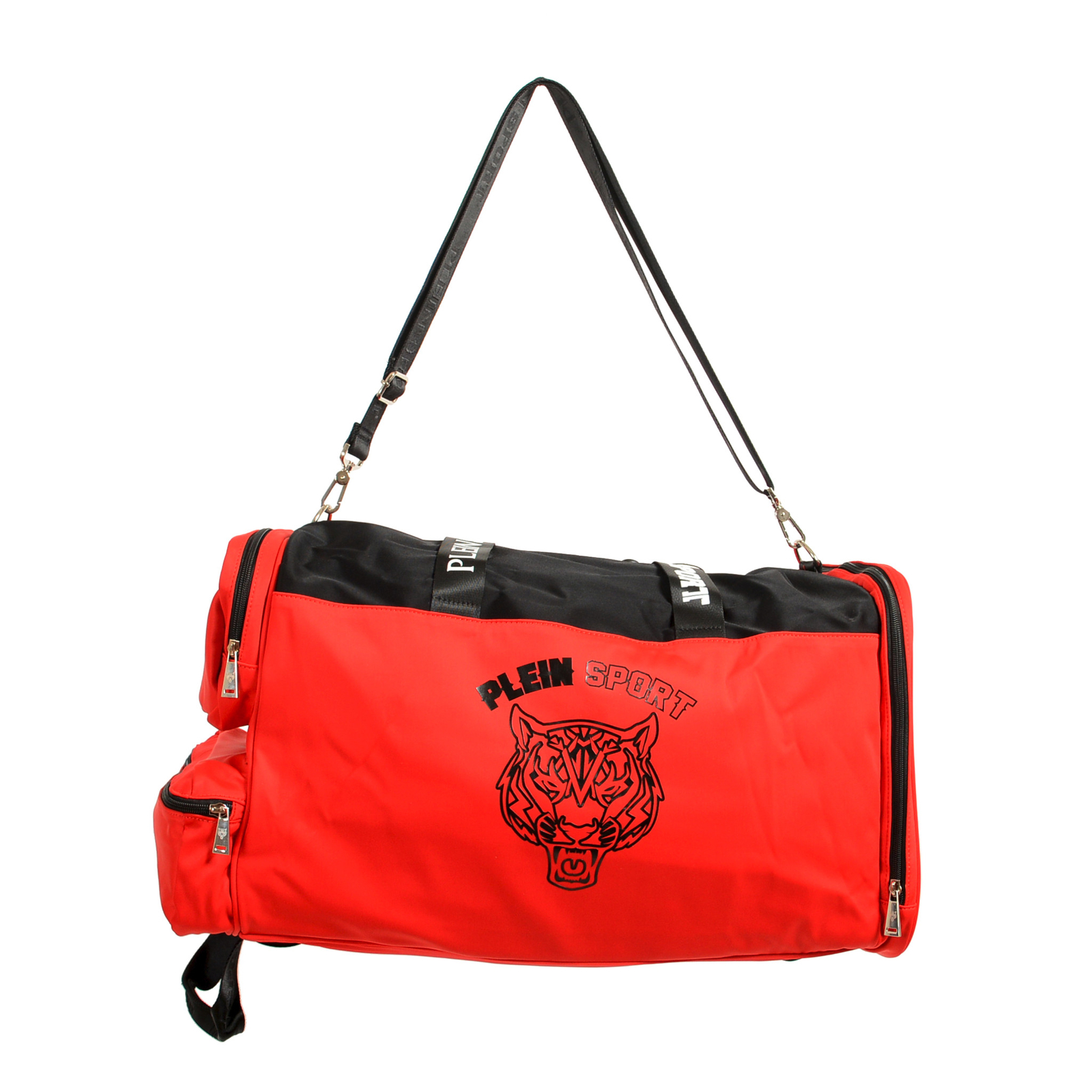 Plein Sport Men's Red Logo Print Large Travel Gym Duffle Backpack Bag