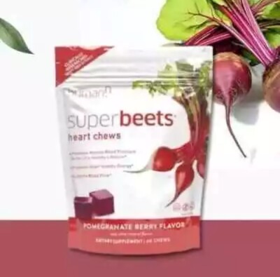 humanN SuperBeets Heart Chews Advanced - 3-in-1 Formula Beetroot, Grape Seed 60