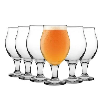 LAV 6x Angelina Tulip Beer Glasses Traditional Craft Ale Goblet with Stem 570ml