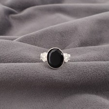 Dainty Black Onyx Gemstone925 Sterling Silver Jewelry Handmade Ring Gift For Mom