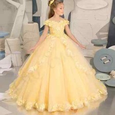 Yellow Flower Girl Dress Birthday Wedding Party Dresses Costumes First Communion