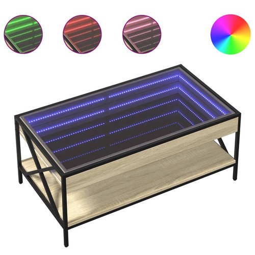 Couchtisch mit Infinity-LED Sonoma-Eiche 90x50x38 cm - Bild 2 von 11