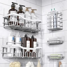 EUDELE Shower Caddy 5 PackAdhesive Shower Organizer for Bathroom Storage&Home...