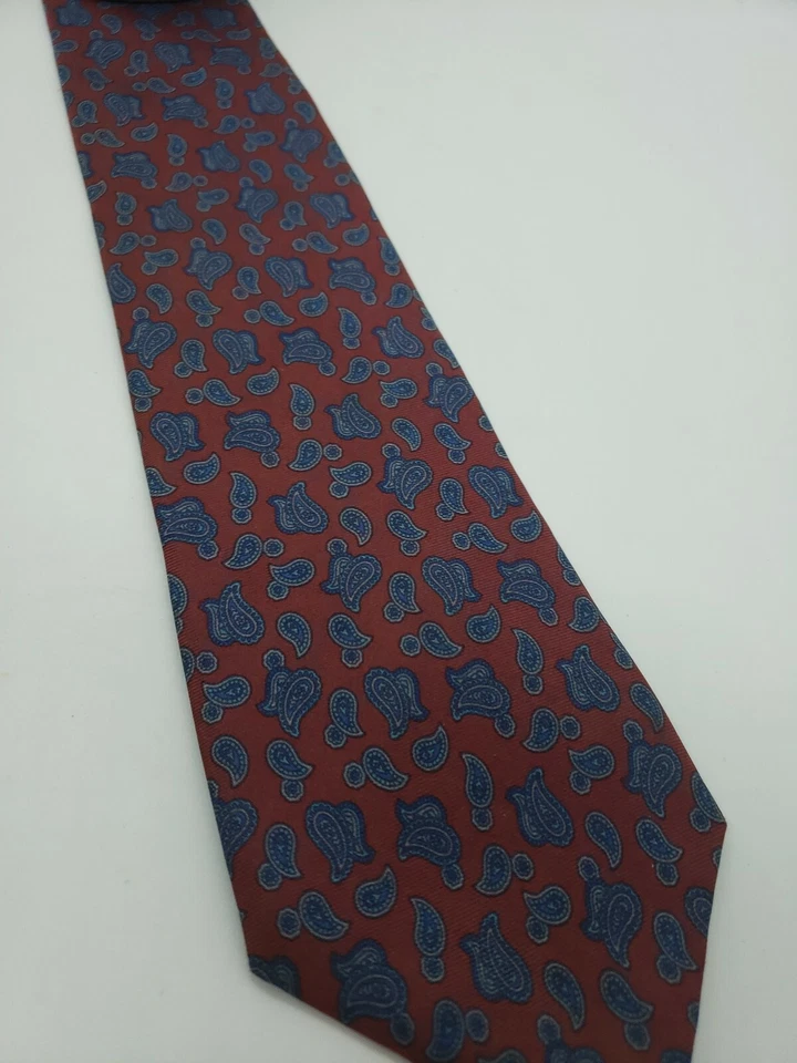 Corbata para hombre Oleg Cassini azul granate cachemira 100 % seda Foto 2 de 4