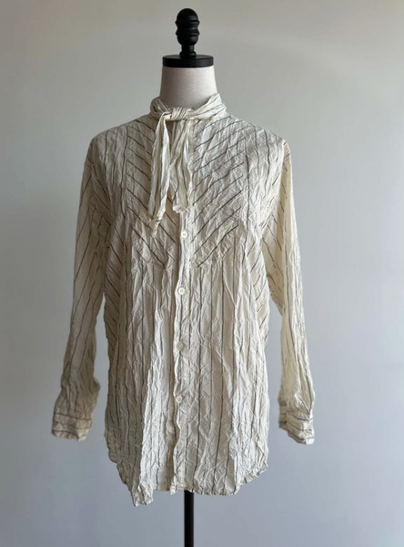 AW24 Pas de Calais ivory striped crinkle cotton shirt | size 36 (S)