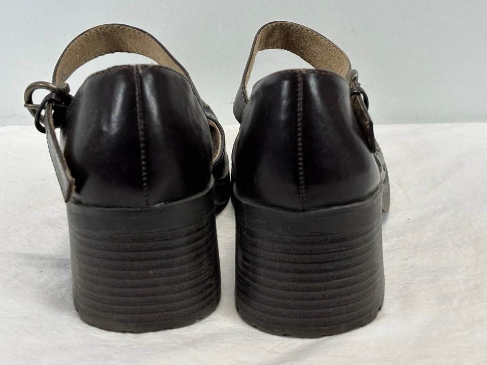 Zapatos Mary Jane Y2K De Colección TKS Cuero Talla 5 Tachuelas Grunge Hada Marrón Foto 4 de 4