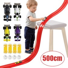 Double-Track Flexible Race Track DIY Racing Car Ramp Portable Roll Up Kid Toys