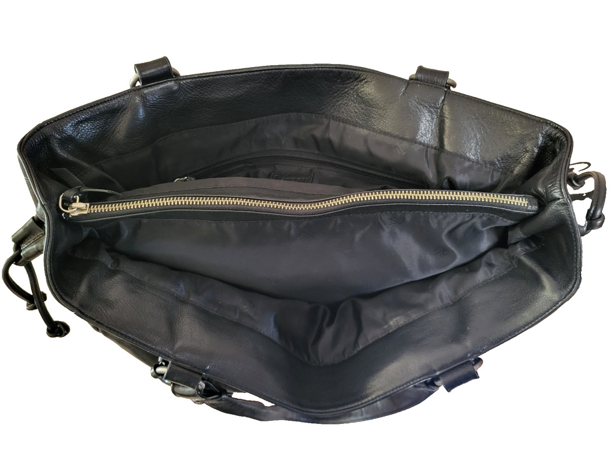 Rare Ltd Edition Ralph Lauren Black Soft Leather XL Braid Trm Tote Bag Tie Sides View 6