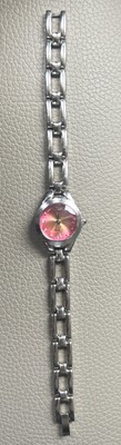 Womens Red Orange Star Burst Dial Silver Tone Octagon Cut Crystal New Battery
