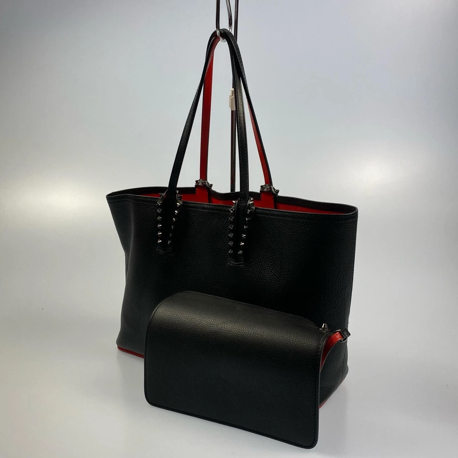 Christian Louboutin — Christian Louboutin Authentic 2Way Shoulder Bag Tote Nylon Leather Black Logo