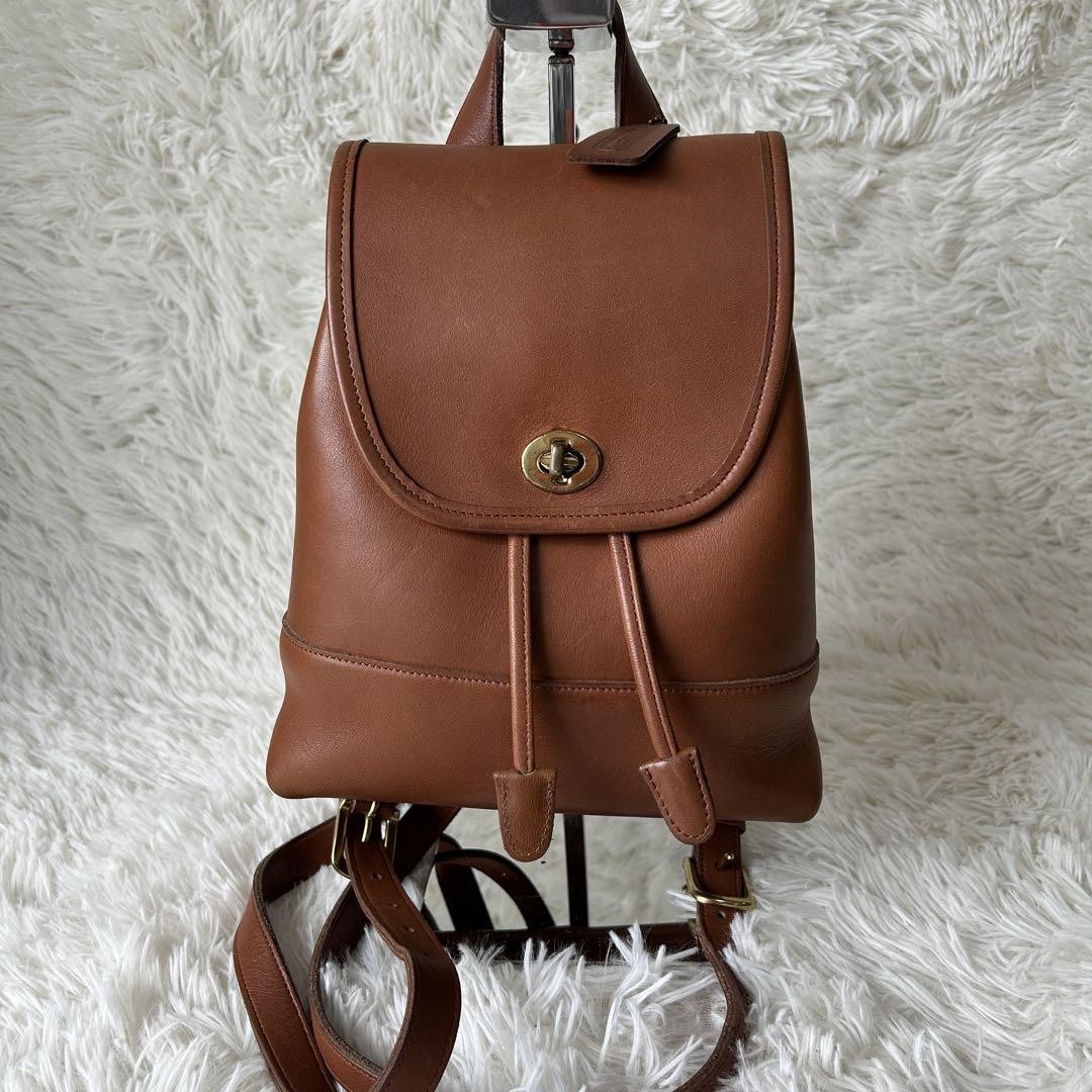 Vintage Coach Backpack Turnlock Charm Brown Leather From