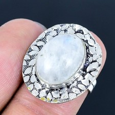 Rainbow Moonstone Handmade 925 Sterling Silver Jewelry Ring US Size 6
