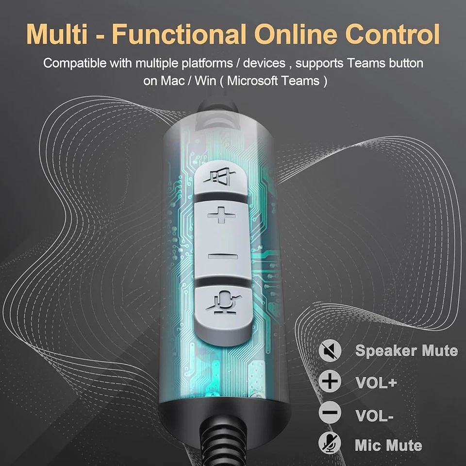 Cuffie USB Con Microfono per PC Portatile, Con Cancellazione Del Rumore, Regolab - Immagine 4 di 4