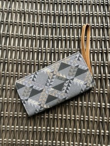 Bohemian Style Geometric Grey & Blue Wristlet Wallet