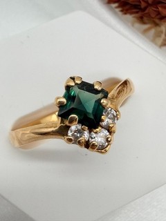 ZAP Vintage Ladies Ring TOURMALINE BRILLIANT Approx 0.15ct Size 58 750 Gold 18K SGS