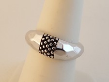 Michael Dawkins sterling silver beaded ring sz 6.75 faceted Thailand