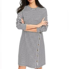 Loft Striped Side Button Long Sleeve Mini Dress Size Small Petite (SP)