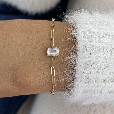 1.50CT DEF Natural Diamond Chain Link Bracelet 14k Yellow Gold For Easter Gift