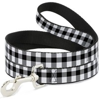 "Dog Leash 6-FEET Buffalo Plaid Black/White Narrow 0.5\" (Us Import)"
