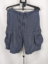 Vintage Mens Polo Ralph Lauren Cargo Shorts Drawstring Size 36 Cotton Y2K Blue