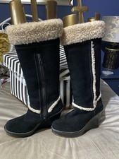 UGG® AUSTRALIA AUBRIE BLACK SHEEPSKIN Knee High Boots Size UK 5.5 R24