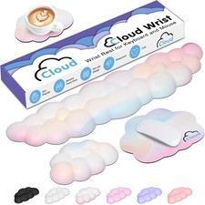4 in 1 Ergonomic Leather Cloud Wrist Rest Keyboard and Mouse Pad  Coaster