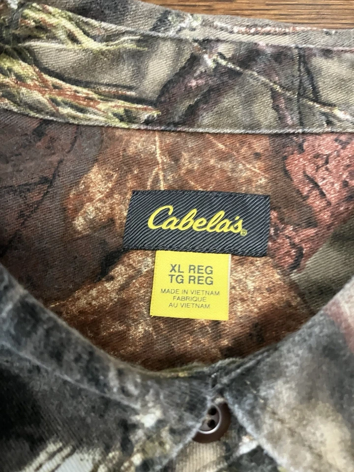 Men’s Cabelas Size XL Mossy Oak Camo Long Sleeve Heavy Button Up Shirt Hunting - Image 2 of 4